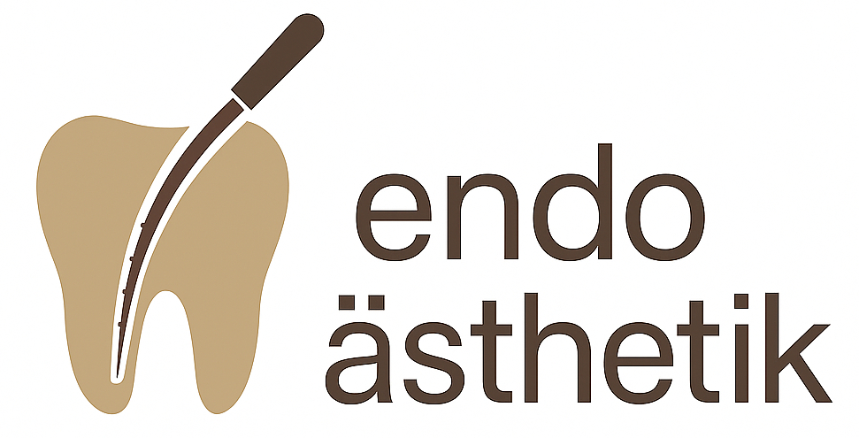 Logo endo ästhetik, ein Zahn mit einer Feile und ein Text.